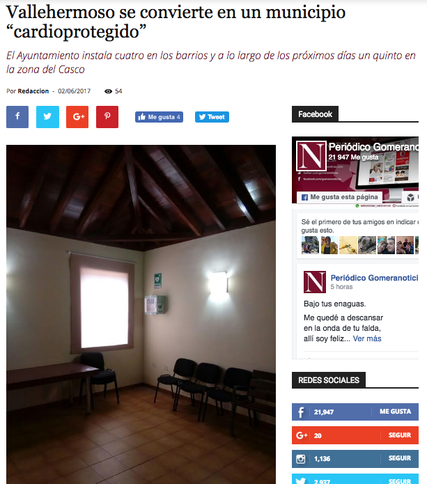 Vallehermoso se convierte en un municipio “cardioprotegido